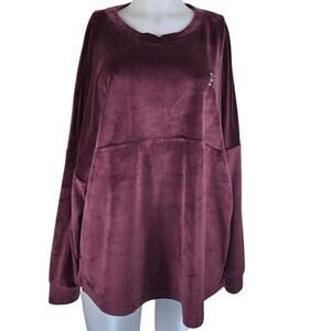 Victoria Secret Pink Athletic Hiking Women's Burgundy Velvet Feel Sweatshirt XL